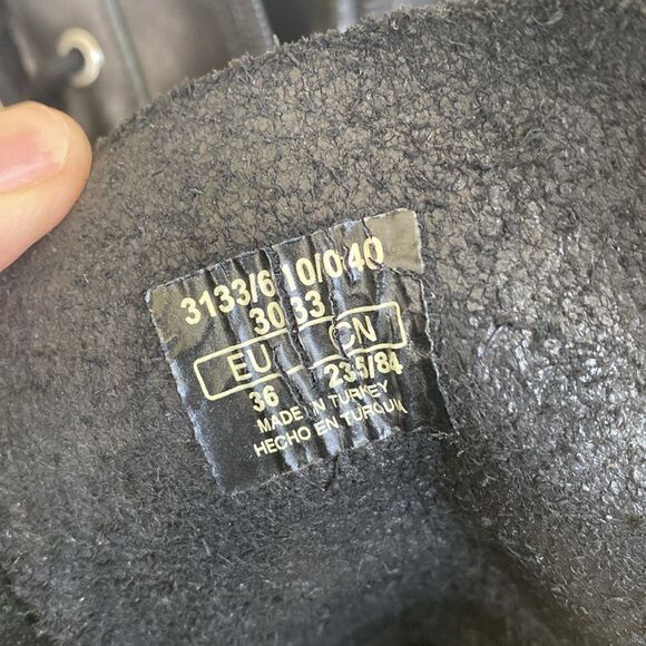 Zara Black Leather Military Lace Up Chunky Ankle Boots With Studs - Picture 14 of 14